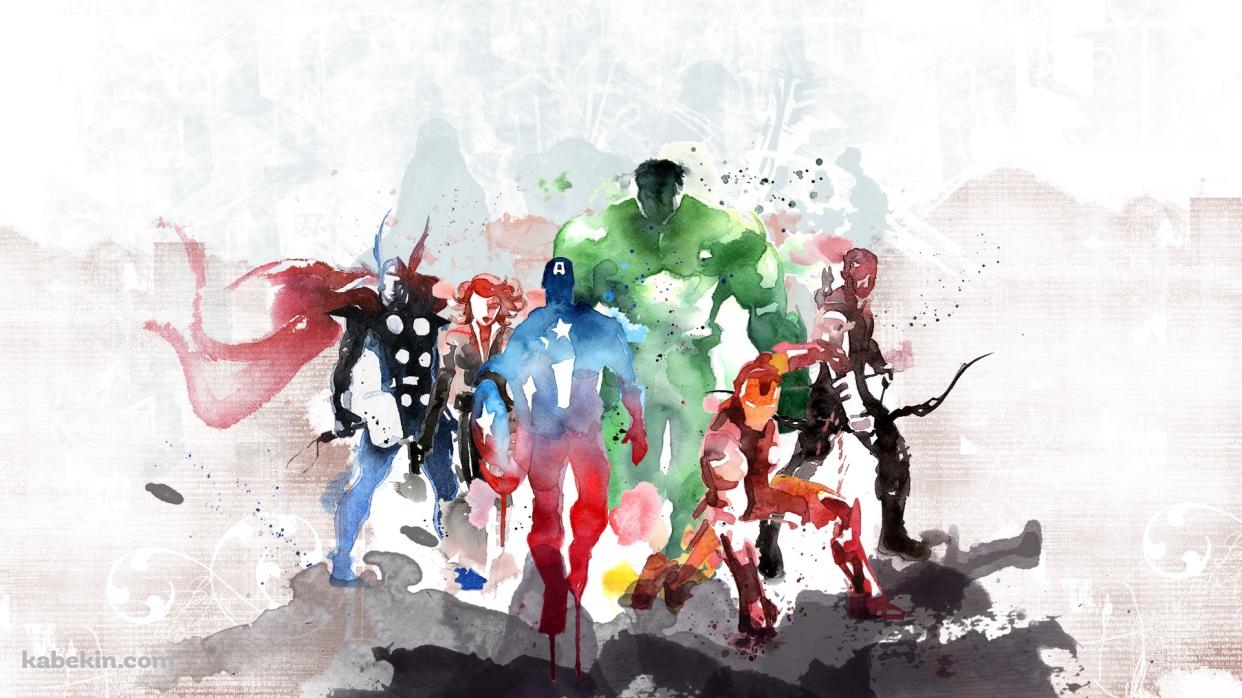 アベンジャーズ 水彩画の壁紙(1242px x 698px) 高画質 PC・デスクトップ用
