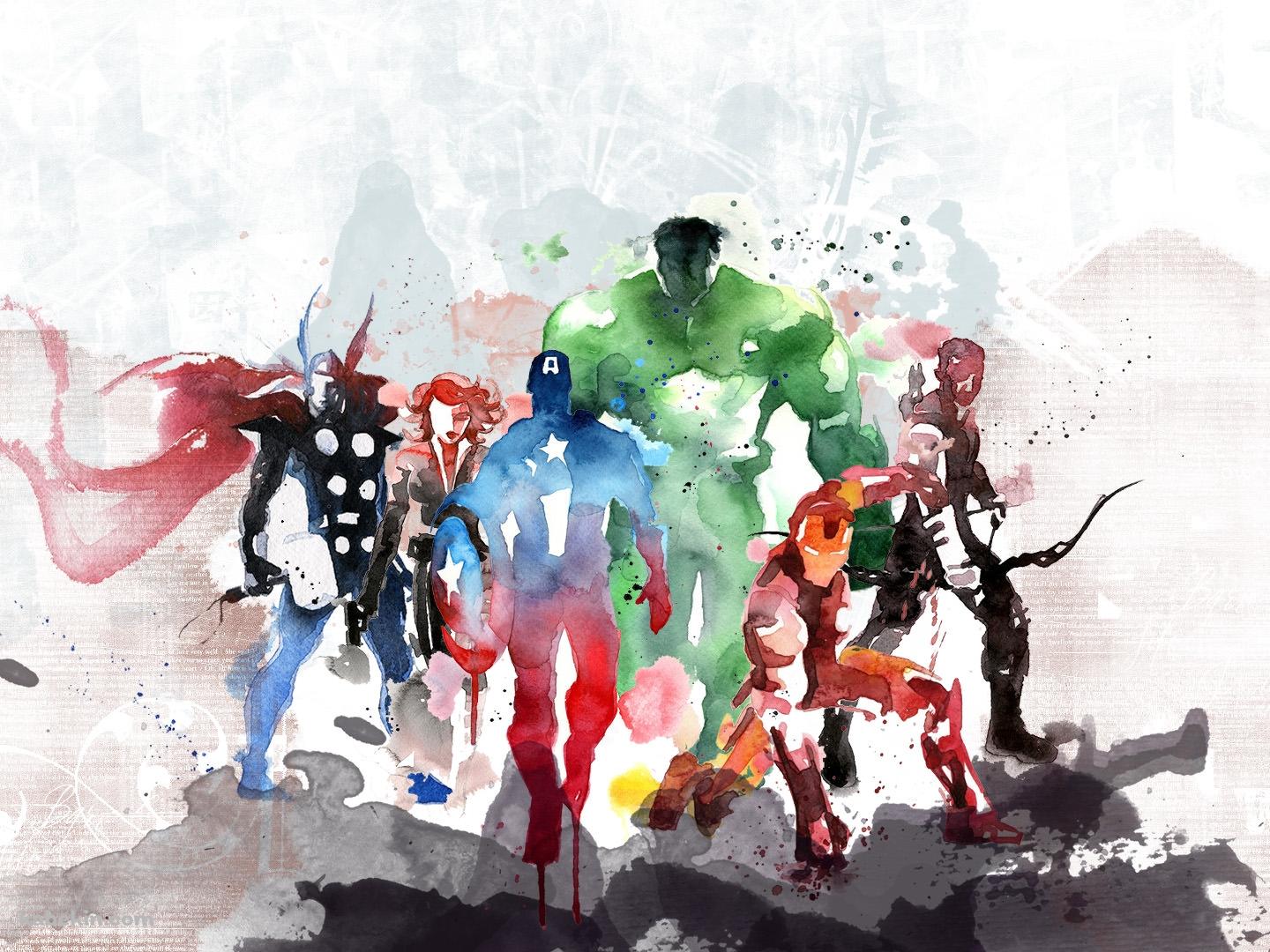 アベンジャーズ 水彩画の壁紙(1440px x 1080px) 高画質 PC・デスクトップ用