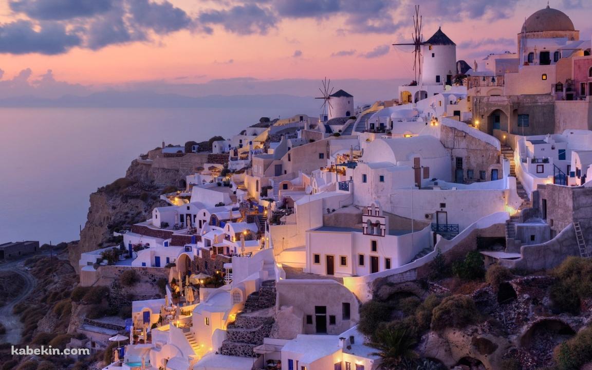 ギリシャのエーゲ海のサントリーニ島 フィラの壁紙(1152px x 720px) 高画質 PC・デスクトップ用