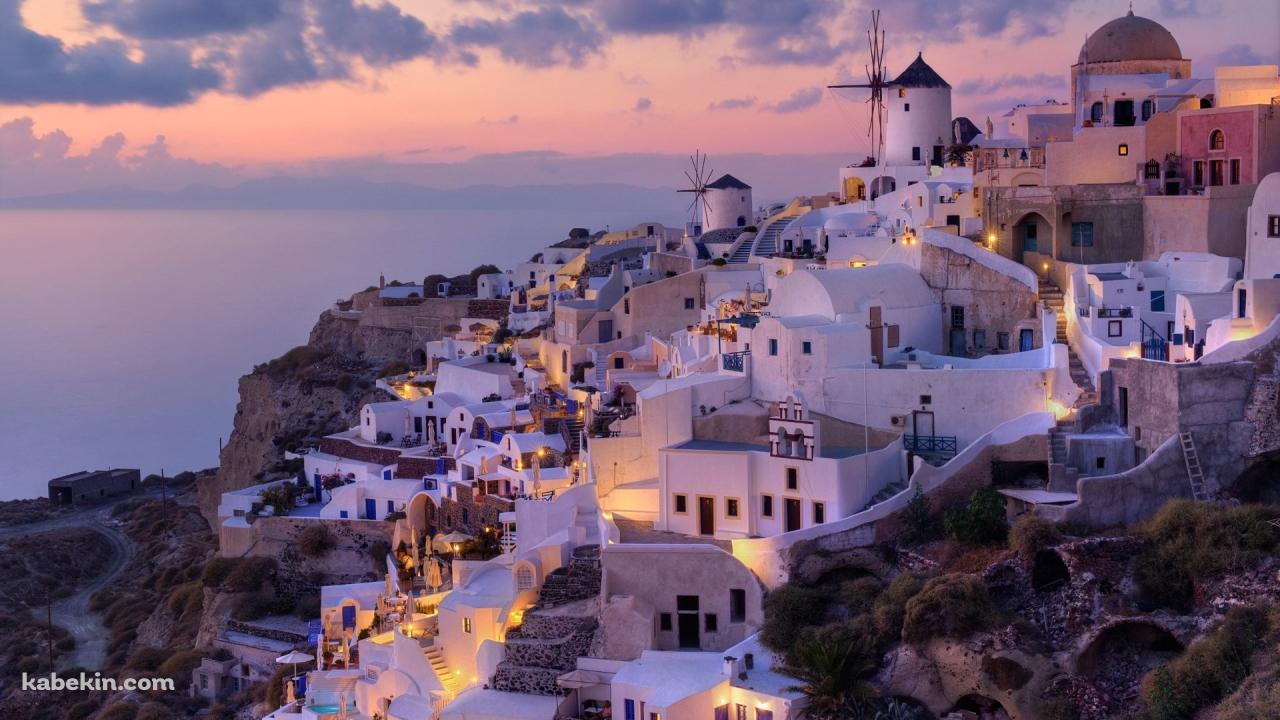 ギリシャのエーゲ海のサントリーニ島 フィラの壁紙(1280px x 720px) 高画質 PC・デスクトップ用