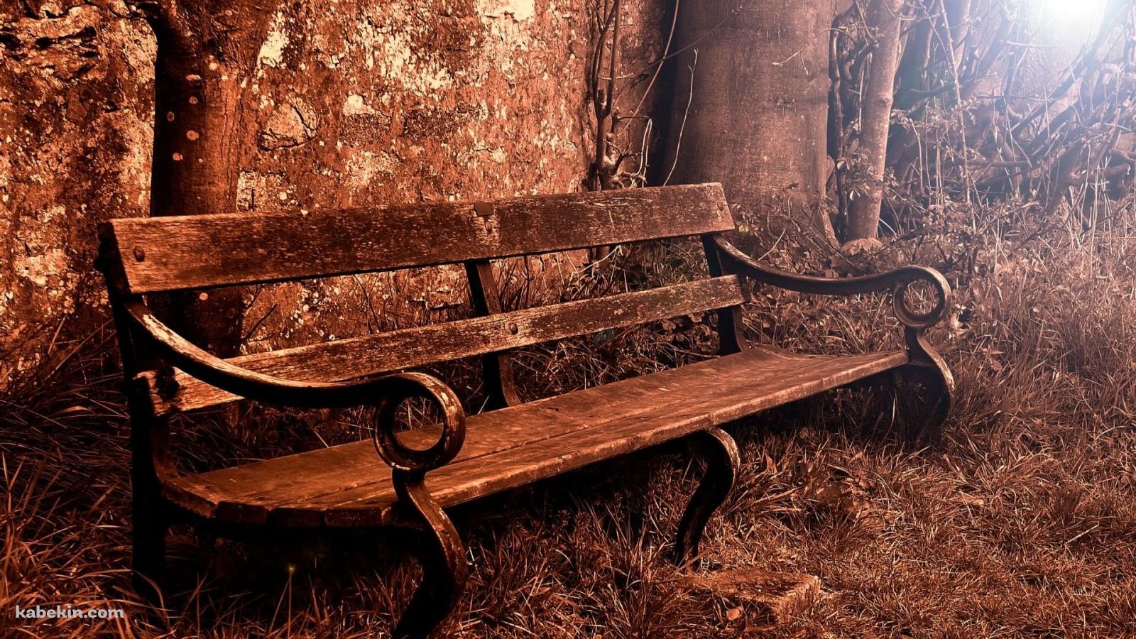 古いベンチ 茶色の壁紙(1600px x 900px) 高画質 PC・デスクトップ用
