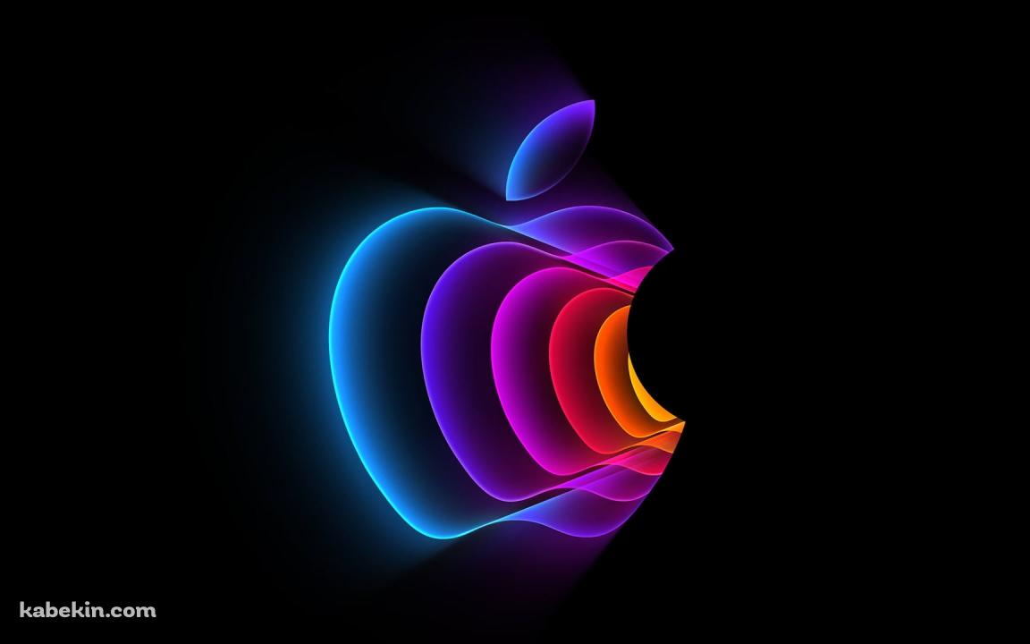 光るカラフルなアップルのロゴの壁紙(1152px x 720px) 高画質 PC・デスクトップ用