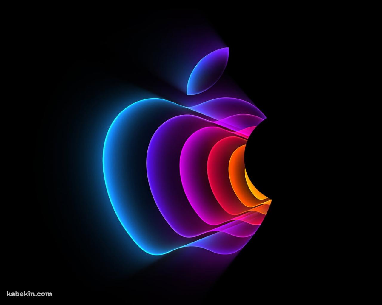 光るカラフルなアップルのロゴの壁紙(1280px x 1024px) 高画質 PC・デスクトップ用