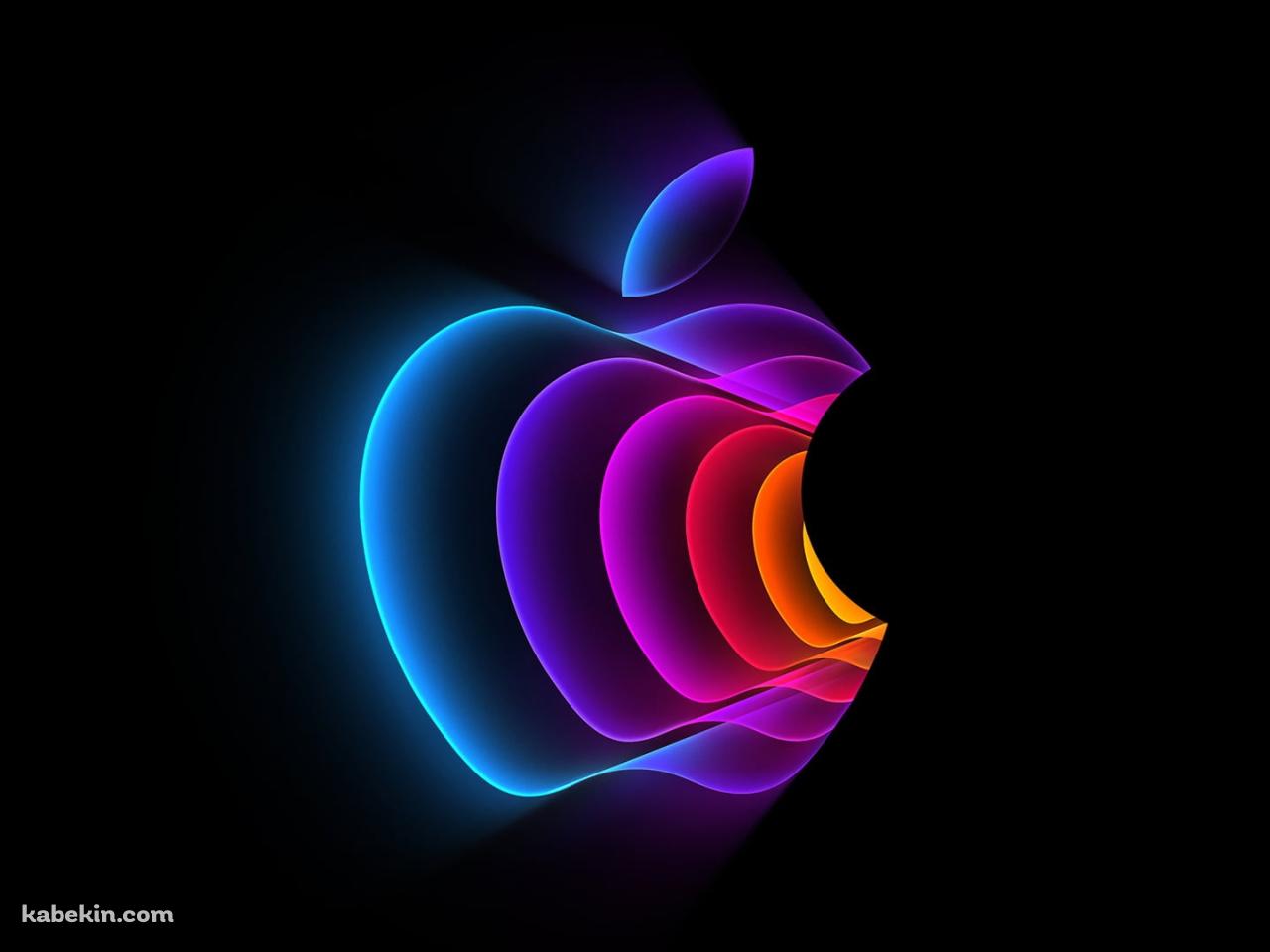 光るカラフルなアップルのロゴの壁紙(1280px x 960px) 高画質 PC・デスクトップ用