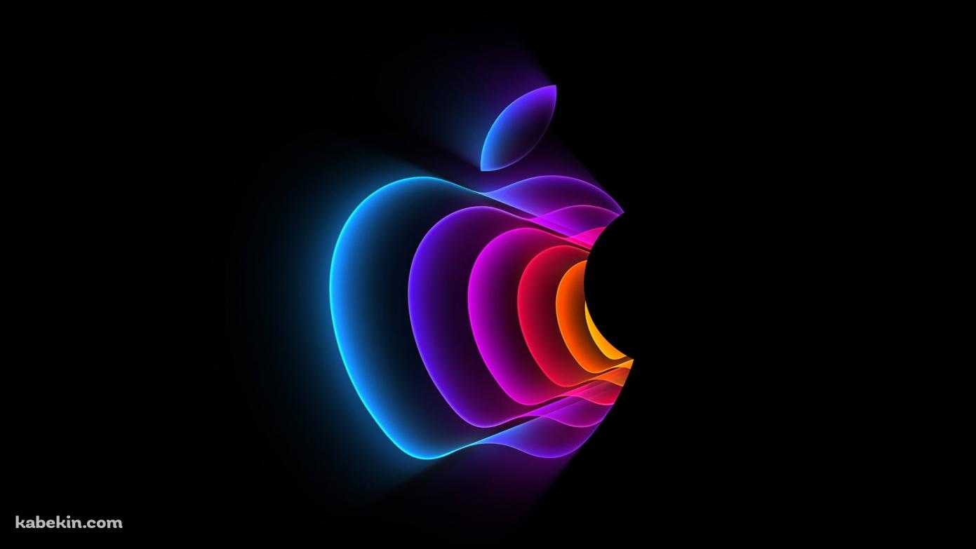 光るカラフルなアップルのロゴの壁紙(1391px x 783px) 高画質 PC・デスクトップ用