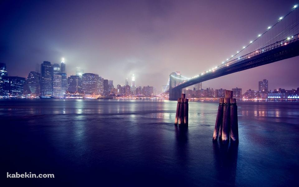 夜の海と都会の壁紙(960px x 600px) 高画質 PC・デスクトップ用