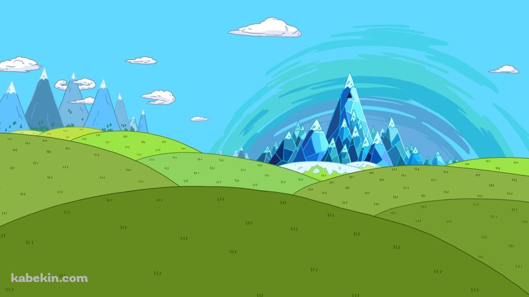 山と丘のイラストの壁紙(1051px x 591px) 高画質 PC・デスクトップ用