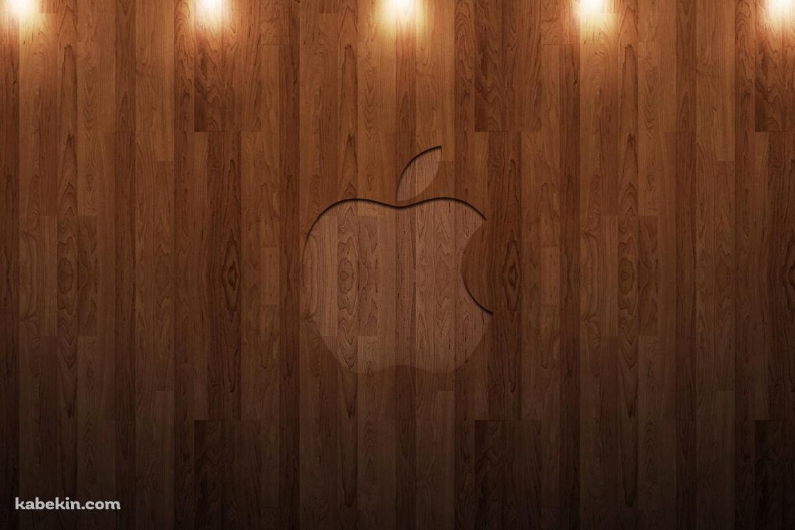 ライトアップされたウッド Appleロゴの壁紙(1152px x 768px) 高画質 PC・デスクトップ用