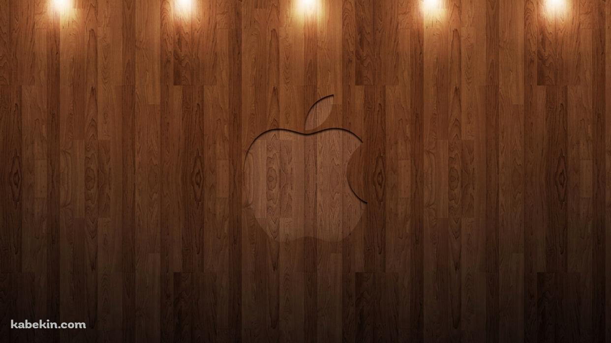 ライトアップされたウッド Appleロゴの壁紙(1242px x 698px) 高画質 PC・デスクトップ用