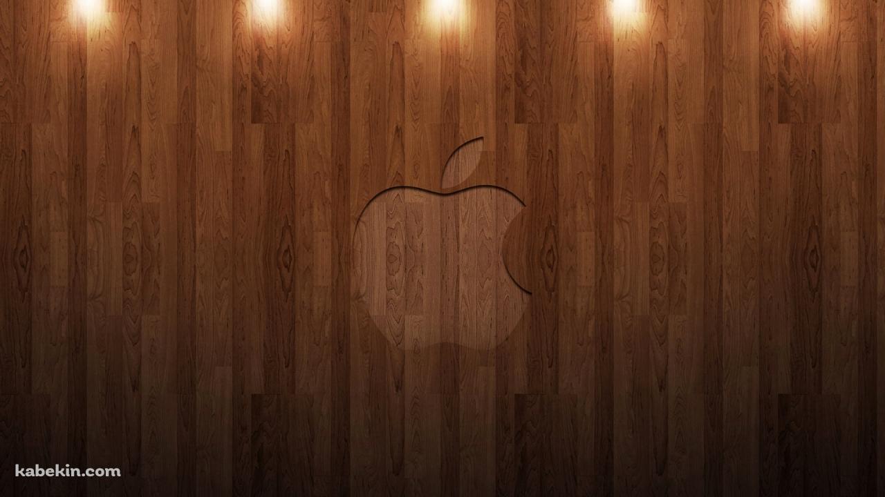 ライトアップされたウッド Appleロゴの壁紙(1280px x 720px) 高画質 PC・デスクトップ用
