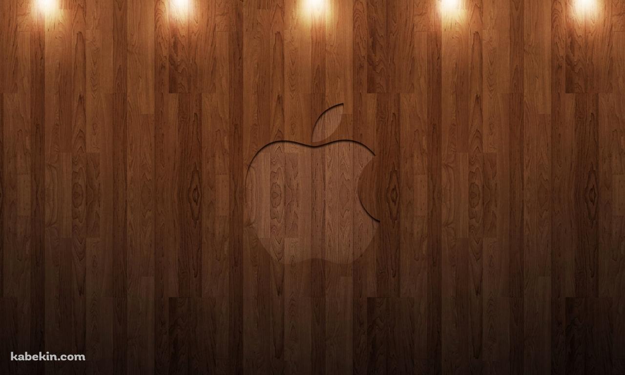 ライトアップされたウッド Appleロゴの壁紙(1280px x 768px) 高画質 PC・デスクトップ用