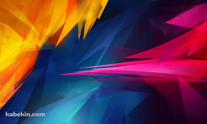 青・赤・黄色のポリゴンの壁紙(800px x 480px) 高画質 PC・デスクトップ用
