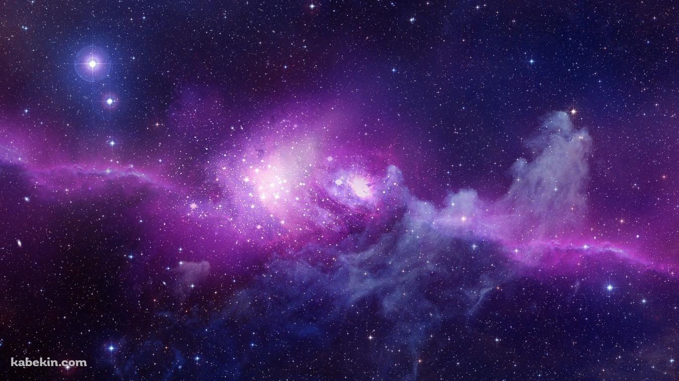 紫の宇宙 Galaxyの壁紙(1366px x 768px) 高画質 PC・デスクトップ用