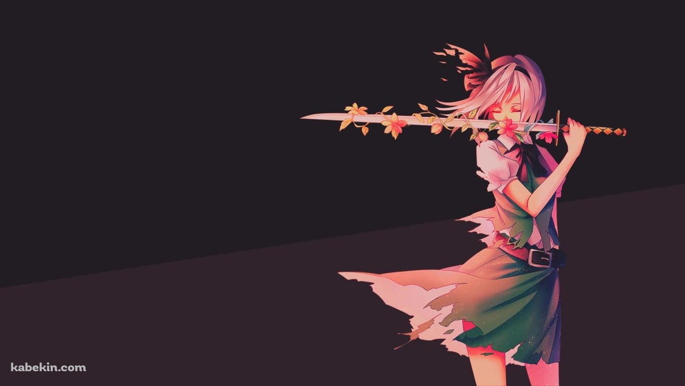 東方 剣を持った女の子の壁紙(1391px x 783px) 高画質 PC・デスクトップ用