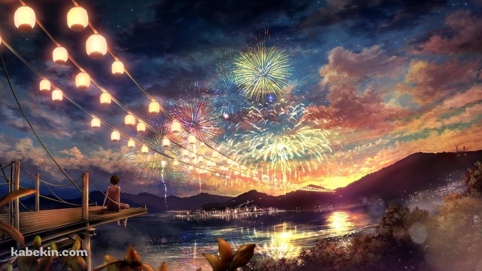 夏祭りと花火の壁紙(960px x 540px) 高画質 PC・デスクトップ用