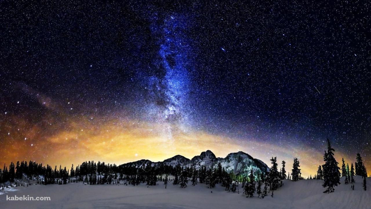 雪山と天の川の壁紙(1280px x 720px) 高画質 PC・デスクトップ用