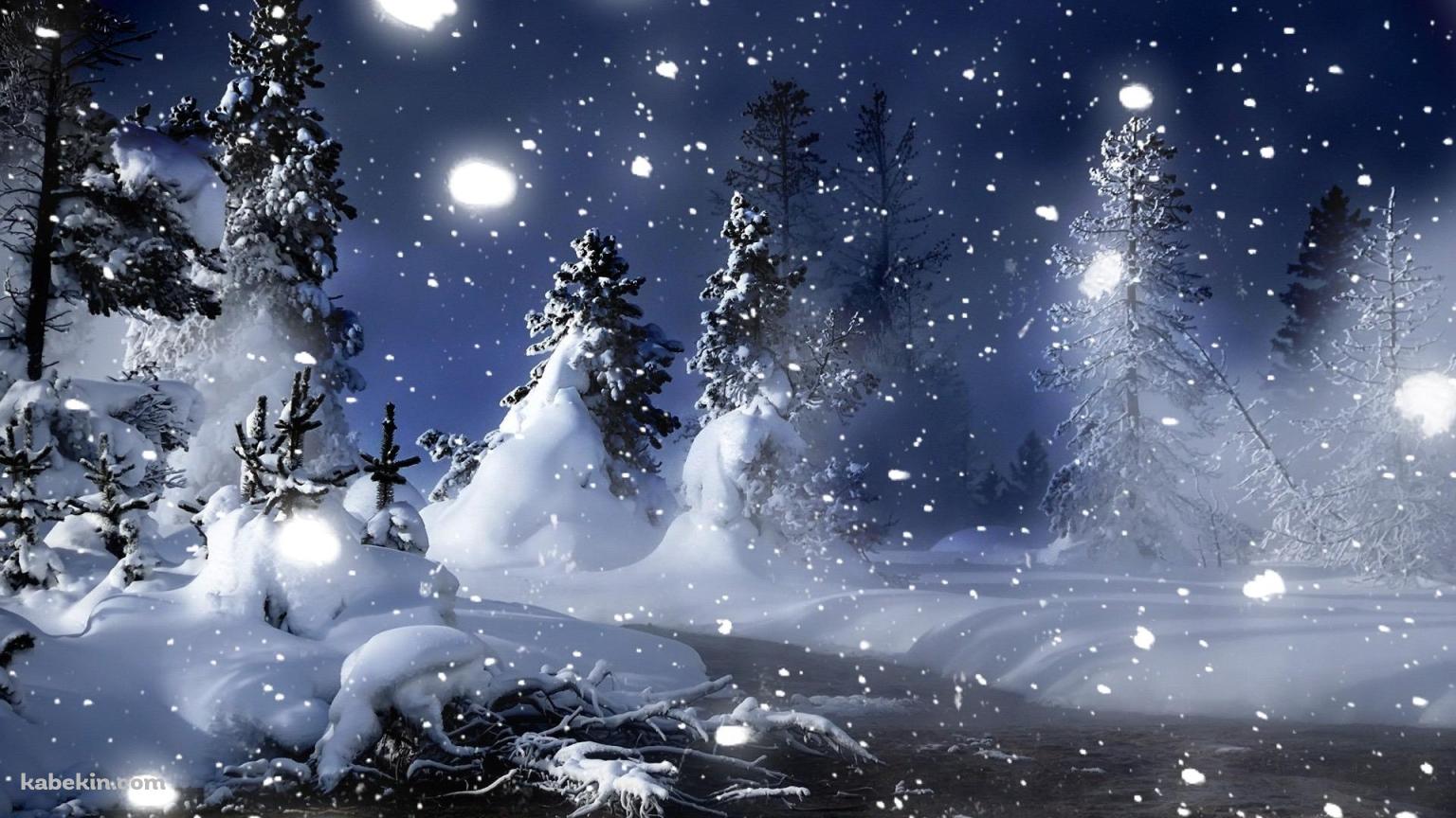 雪景色 降る雪の壁紙(1536px x 864px) 高画質 PC・デスクトップ用