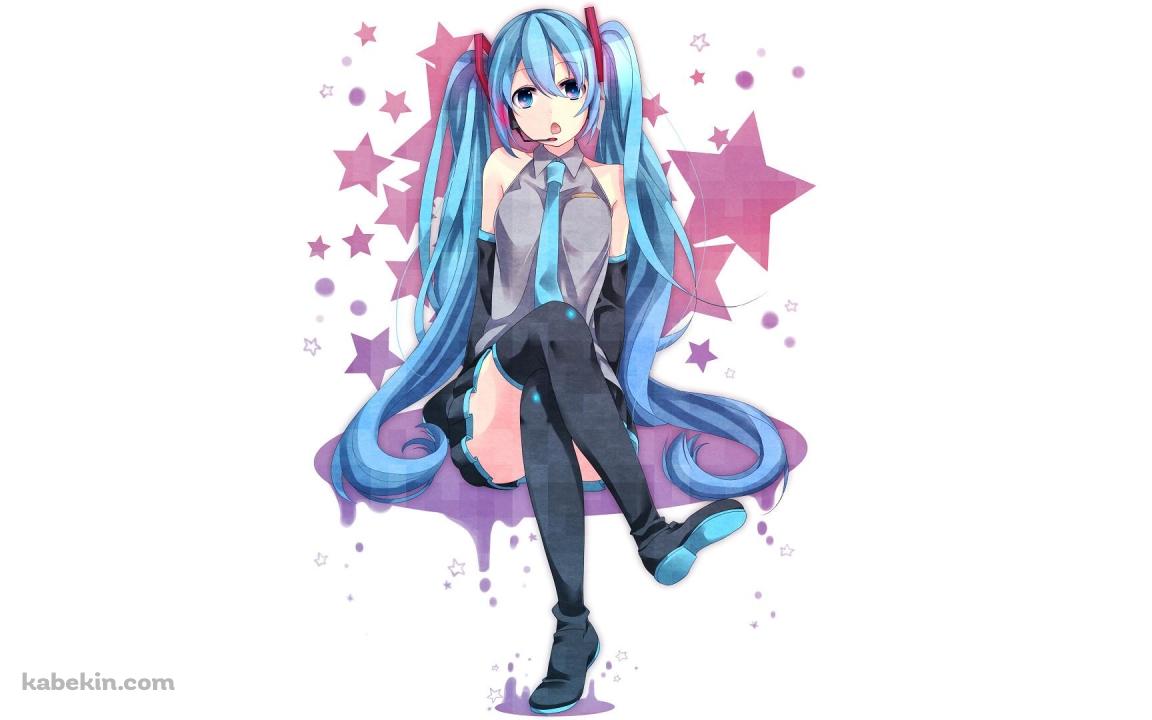 赤い星と初音ミクの壁紙(1152px x 720px) 高画質 PC・デスクトップ用