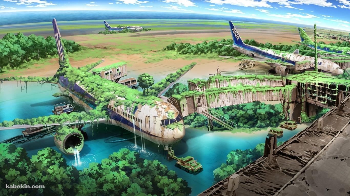 朽ちた飛行機 ANAの壁紙(1366px x 768px) 高画質 PC・デスクトップ用