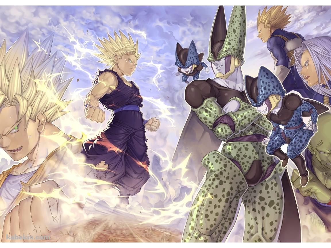 ドラゴンボール セル VS 孫悟空 悟飯 ピッコロ ベジータ  トランクスの壁紙(1152px x 864px) 高画質 PC・デスクトップ用