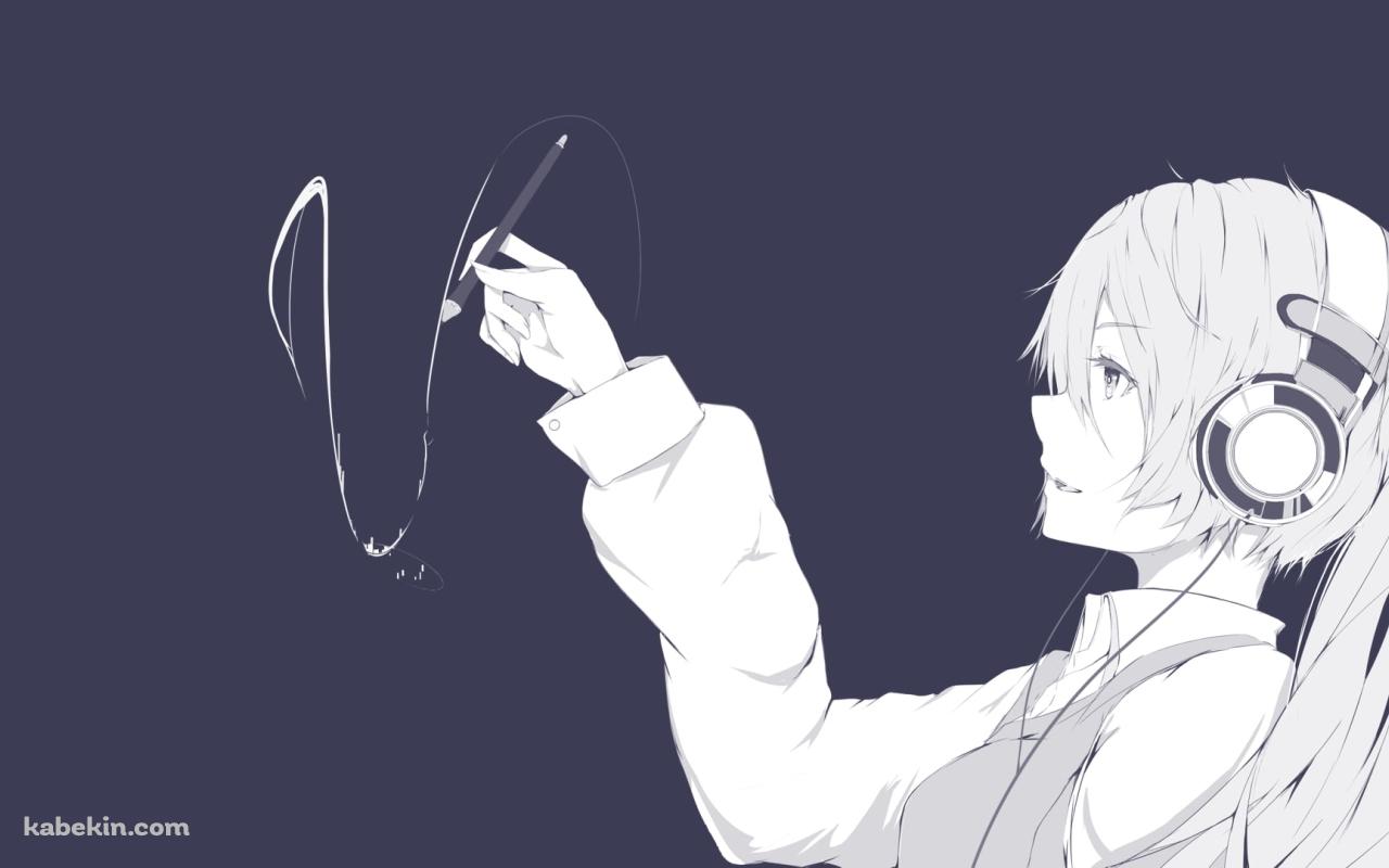 ヘッドフォンをした初音ミク ボカロの壁紙(1280px x 800px) 高画質 PC・デスクトップ用