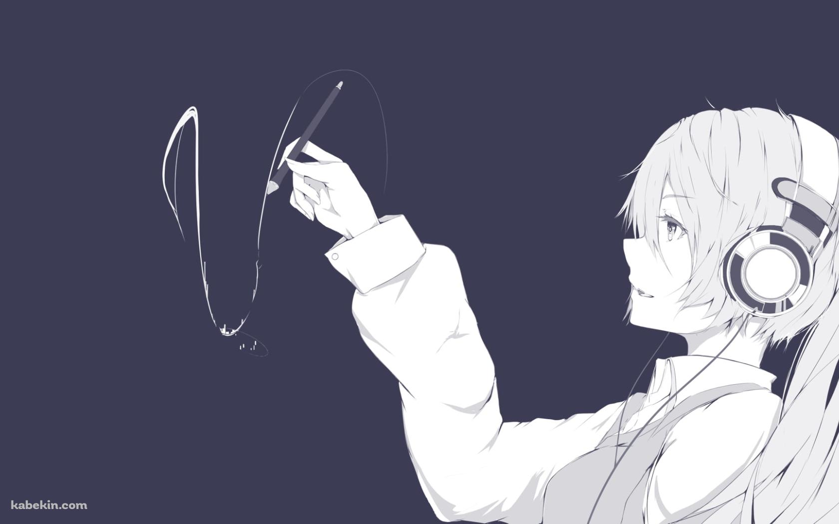 ヘッドフォンをした初音ミク ボカロの壁紙(1680px x 1050px) 高画質 PC・デスクトップ用
