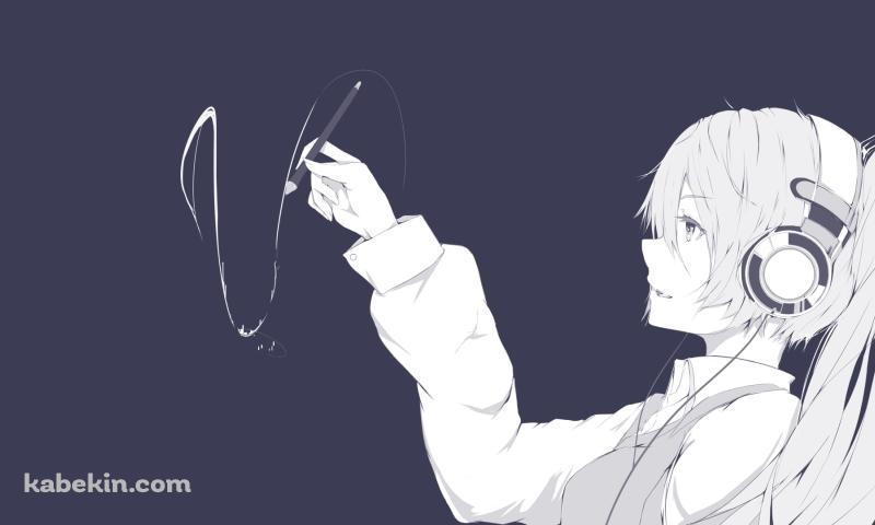 ヘッドフォンをした初音ミク ボカロの壁紙(800px x 480px) 高画質 PC・デスクトップ用