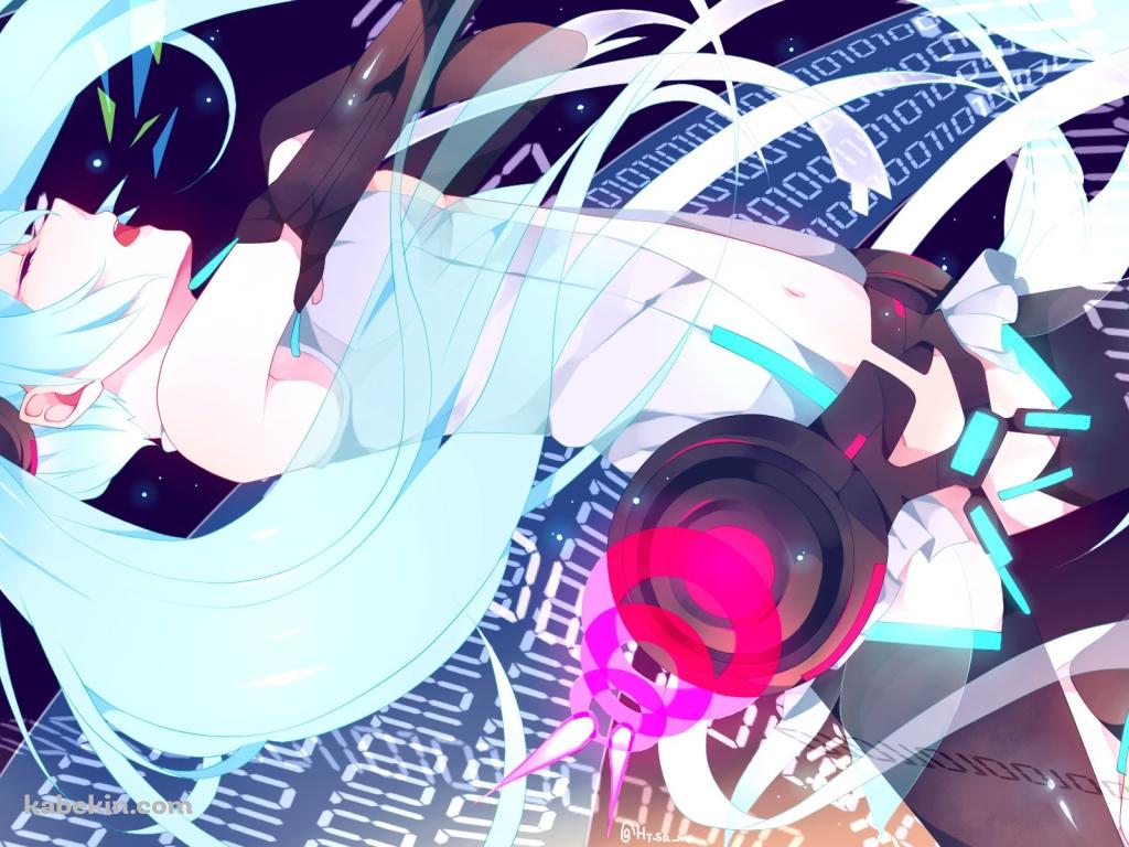 宙を舞う初音ミク・アペンドの壁紙(1024px x 768px) 高画質 PC・デスクトップ用