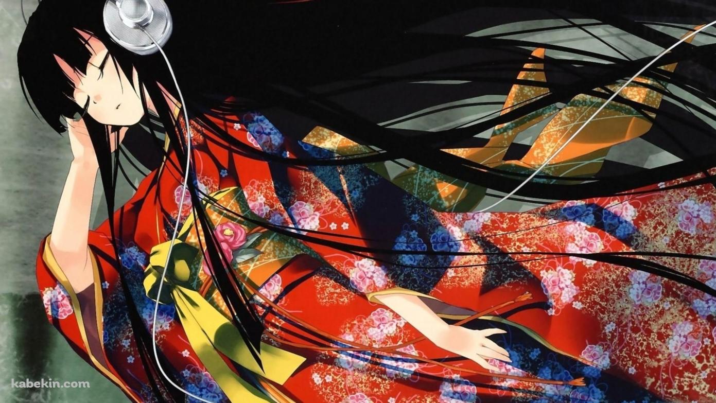 着物を着た女性 音楽の壁紙(1391px x 783px) 高画質 PC・デスクトップ用