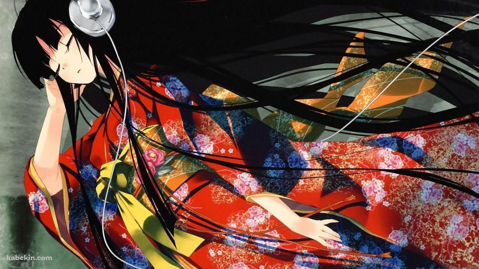 着物を着た女性 音楽の壁紙(1600px x 900px) 高画質 PC・デスクトップ用
