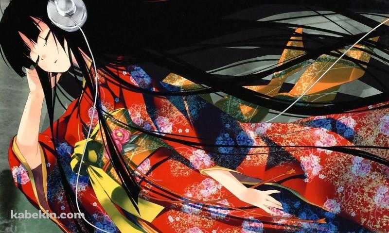 着物を着た女性 音楽の壁紙(800px x 480px) 高画質 PC・デスクトップ用