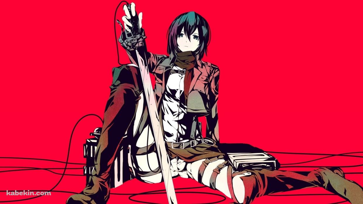 座り込むミカサ・アッカーマン 進撃の巨人の壁紙(1242px x 698px) 高画質 PC・デスクトップ用