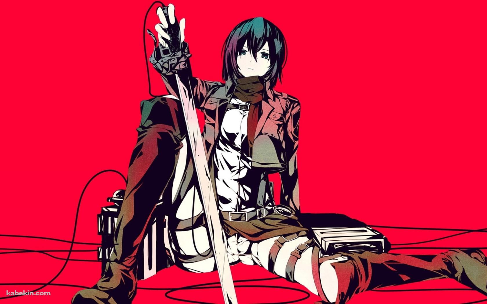座り込むミカサ・アッカーマン 進撃の巨人の壁紙(1680px x 1050px) 高画質 PC・デスクトップ用