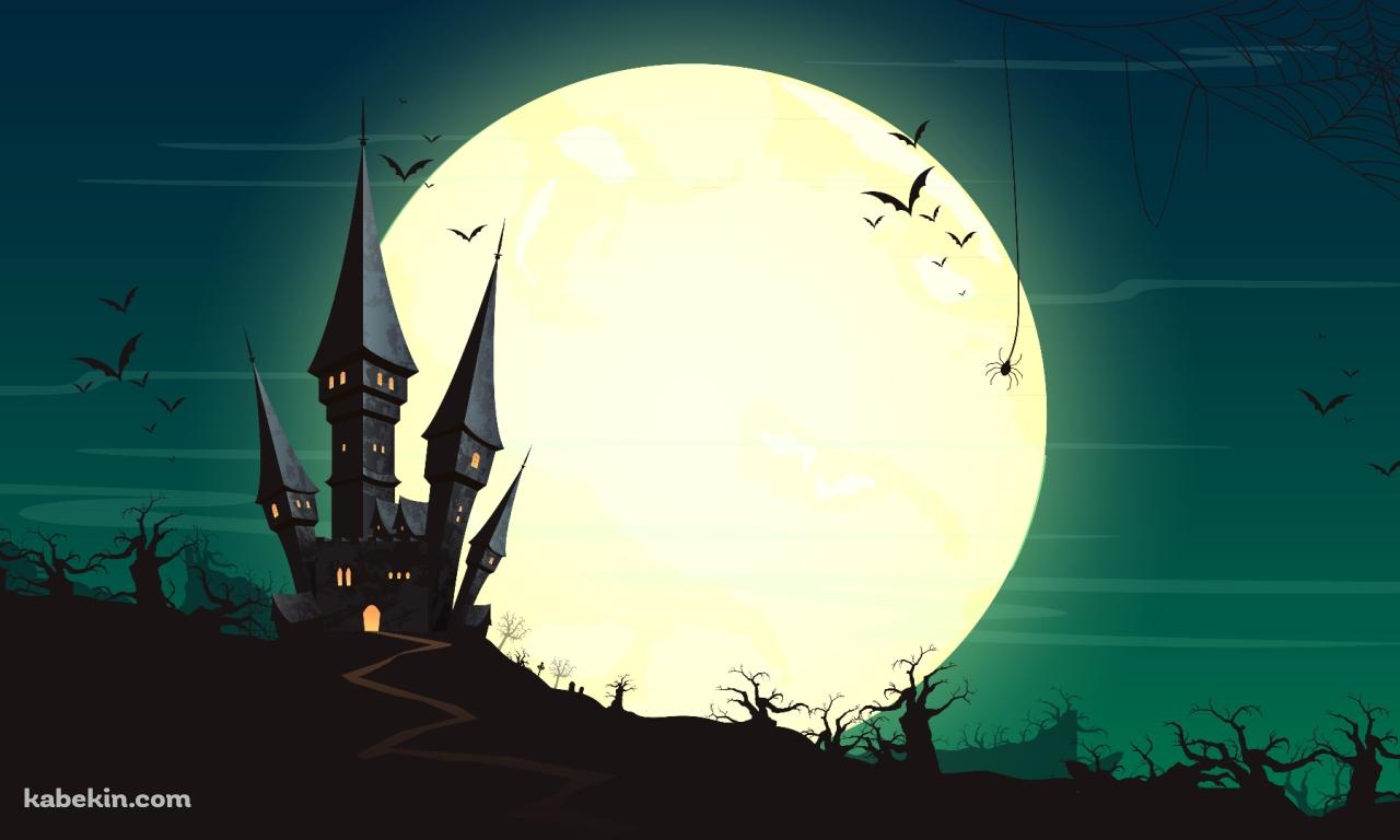 ドラキュラの城 コウモリ 蜘蛛 ハロウィンの壁紙(1280px x 768px) 高画質 PC・デスクトップ用