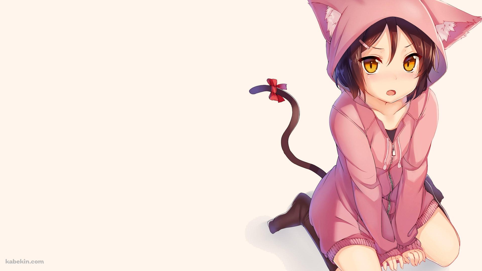 猫耳フードの女の子の壁紙(1920px x 1080px) 高画質 PC・デスクトップ用