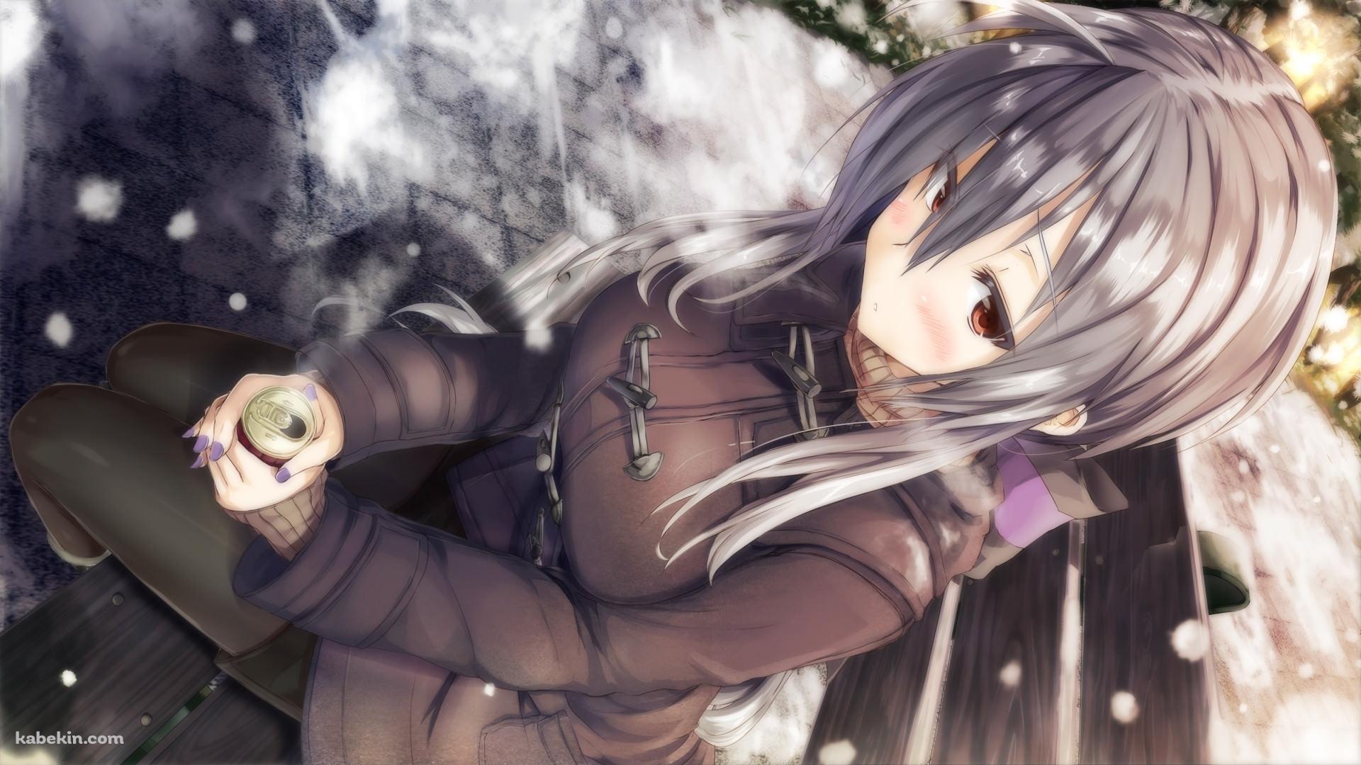 あったかい缶コーヒーを持った冬の弱音ハクの壁紙(1920px x 1080px) 高画質 PC・デスクトップ用
