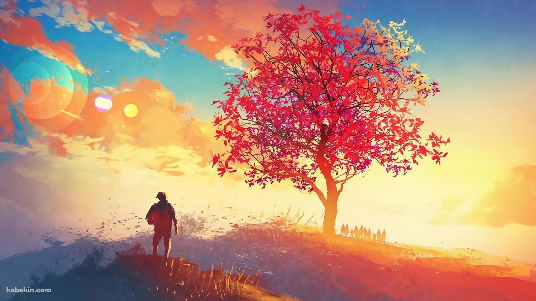 紅葉と人の壁紙(1829px x 1029px) 高画質 PC・デスクトップ用