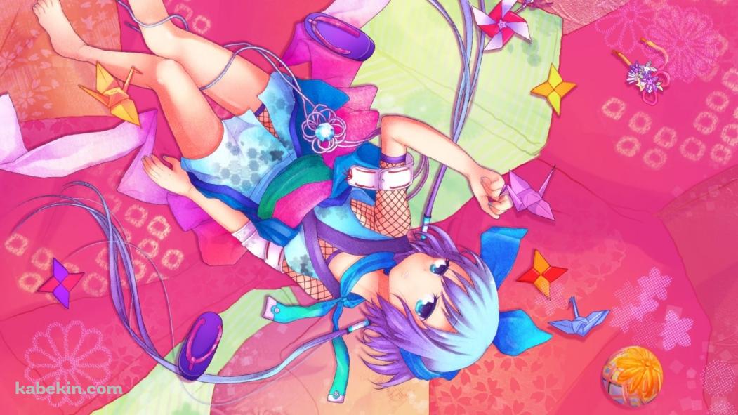 折り紙と着物を着た蒼姫ラピスの壁紙(1051px x 591px) 高画質 PC・デスクトップ用