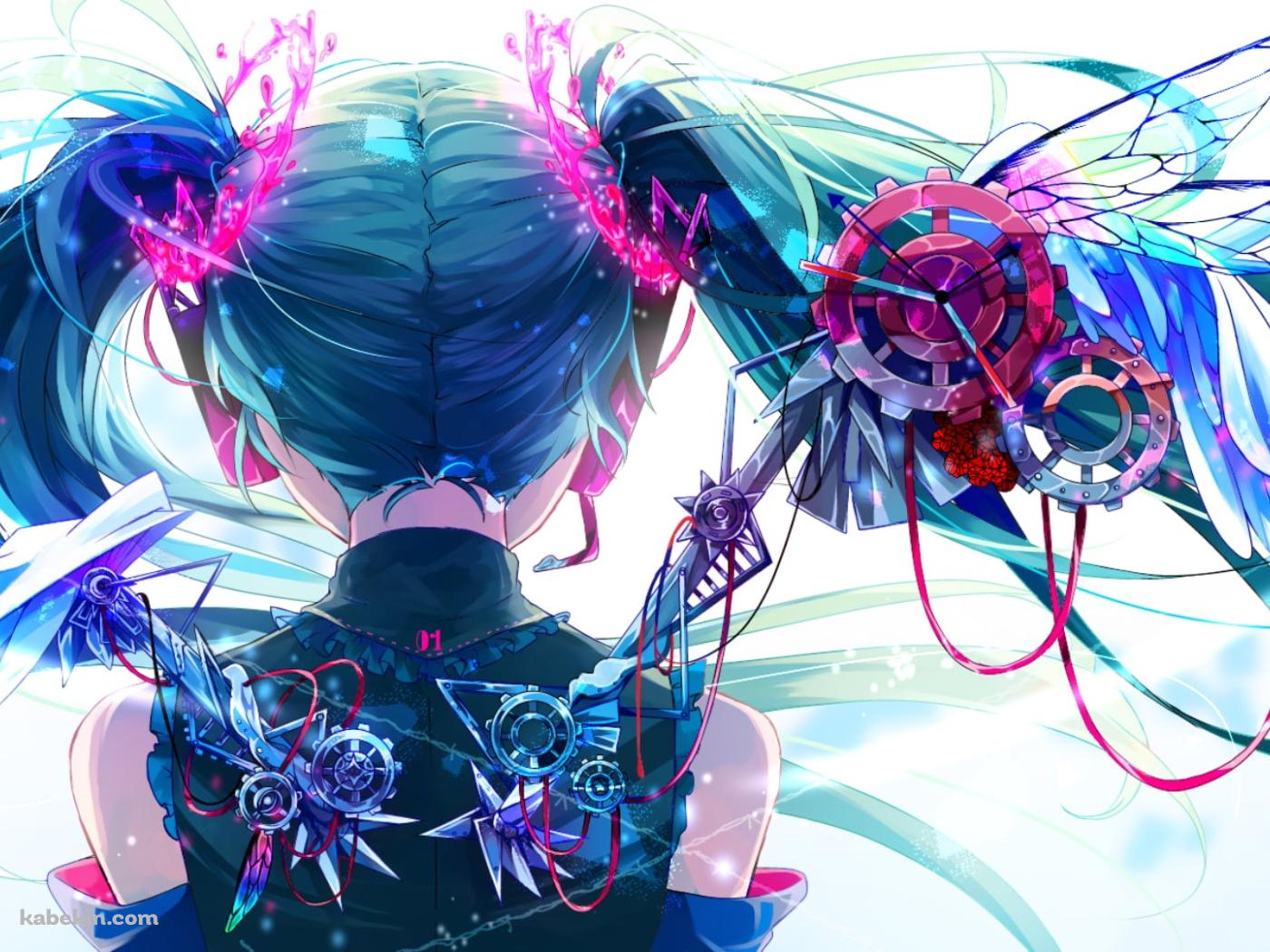 ボカロ 初音ミク 後ろ姿 背中の壁紙(1400px x 1050px) 高画質 PC・デスクトップ用