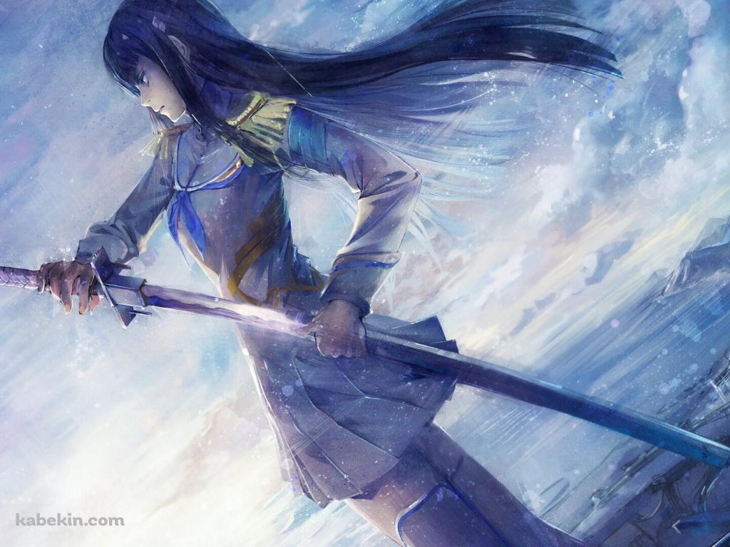 剣を抜刀する少女の壁紙(1024px x 768px) 高画質 PC・デスクトップ用