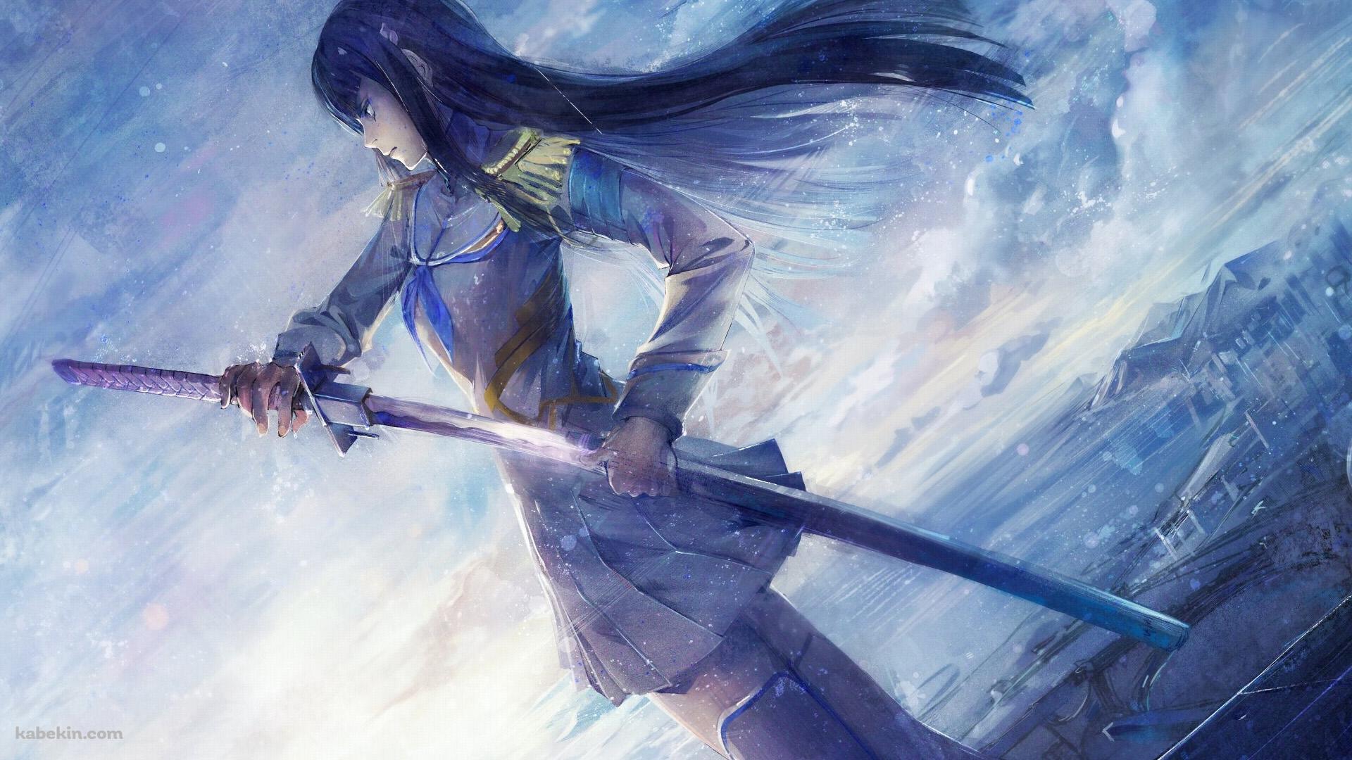 剣を抜刀する少女の壁紙(1920px x 1080px) 高画質 PC・デスクトップ用