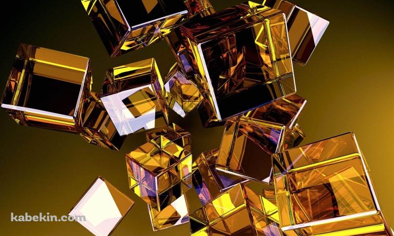 金色のキューブの壁紙(800px x 480px) 高画質 PC・デスクトップ用