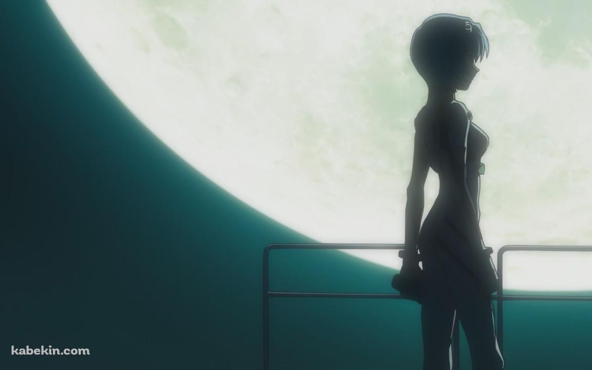 綾波レイと月 エヴァの壁紙(1152px x 720px) 高画質 PC・デスクトップ用