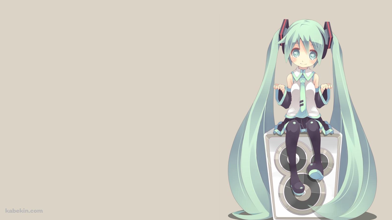 アンプに座る初音ミクの壁紙(1600px x 900px) 高画質 PC・デスクトップ用
