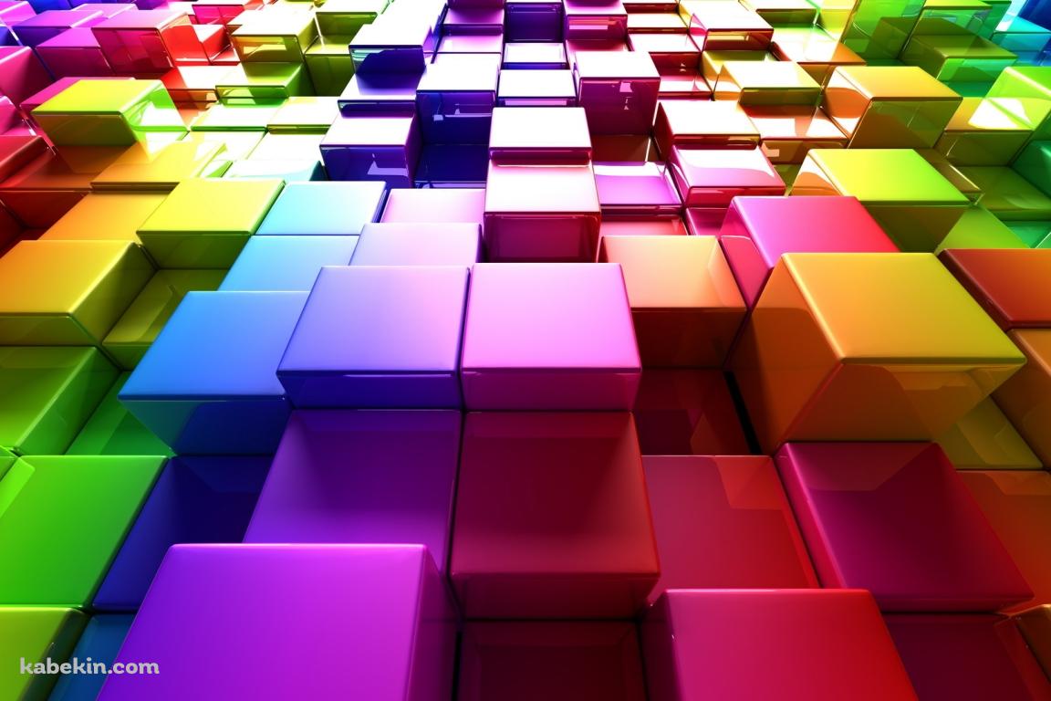 カラフルな段差のあるキューブの壁紙(1152px x 768px) 高画質 PC・デスクトップ用