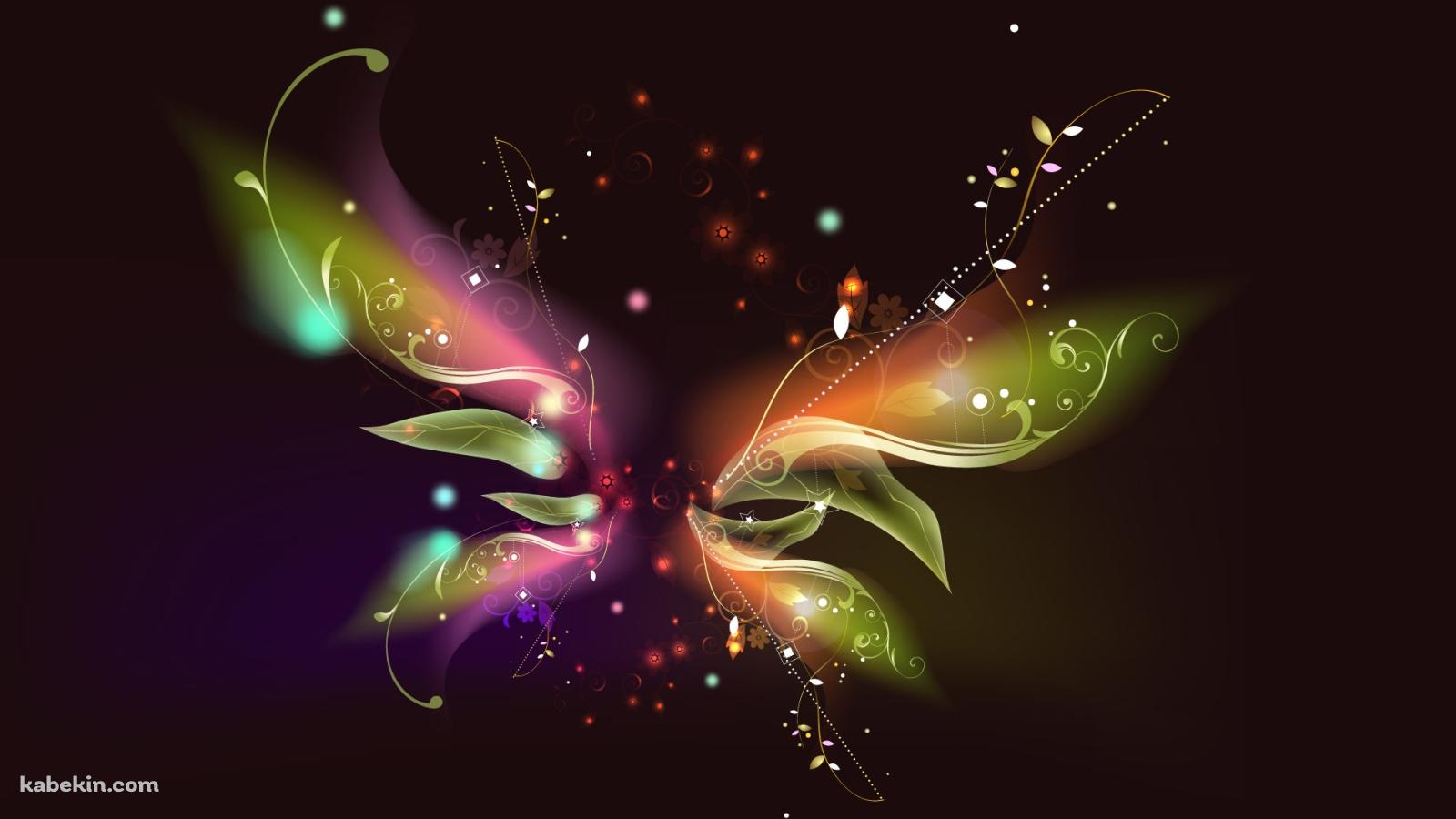 蝶のアブストラクトアートの壁紙(1600px x 900px) 高画質 PC・デスクトップ用
