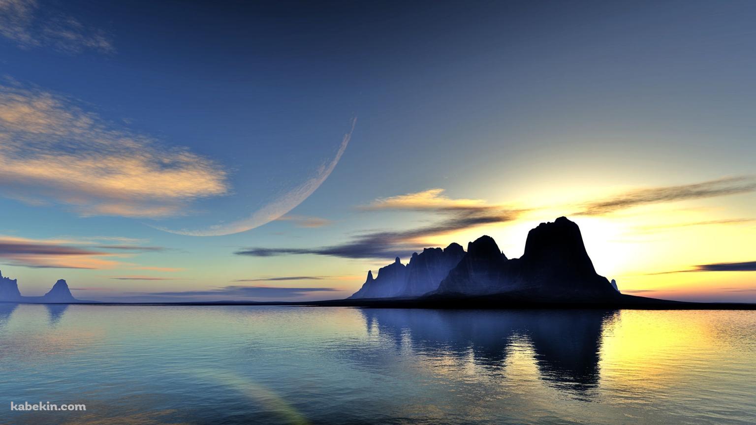 海上の月の壁紙(1536px x 864px) 高画質 PC・デスクトップ用