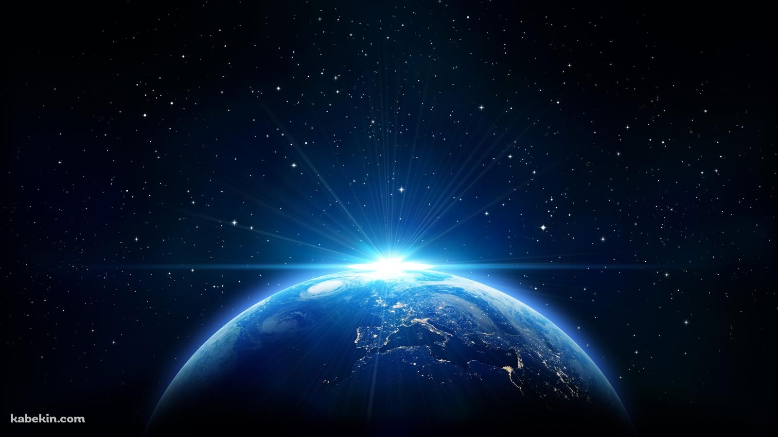 地球 宇宙 満点の星の壁紙(1600px x 900px) 高画質 PC・デスクトップ用