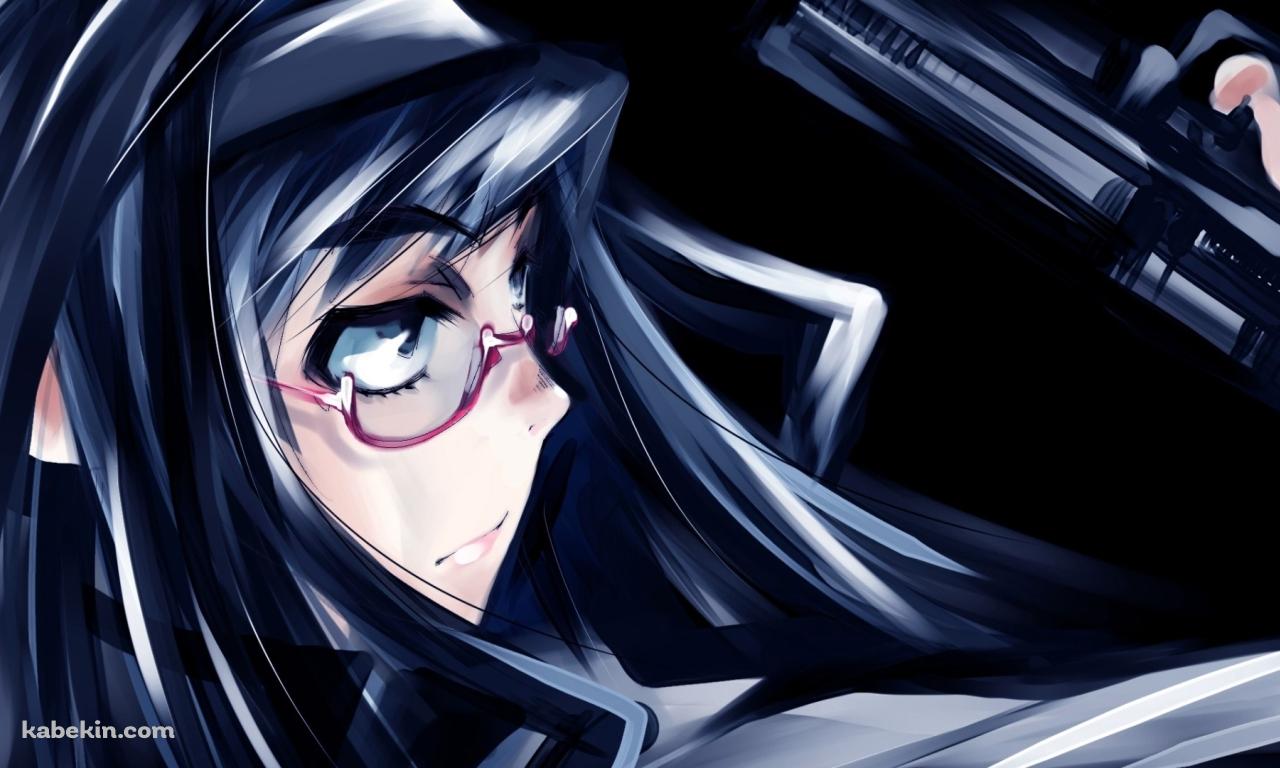 銃を構える黒髪の少女の壁紙(1280px x 768px) 高画質 PC・デスクトップ用