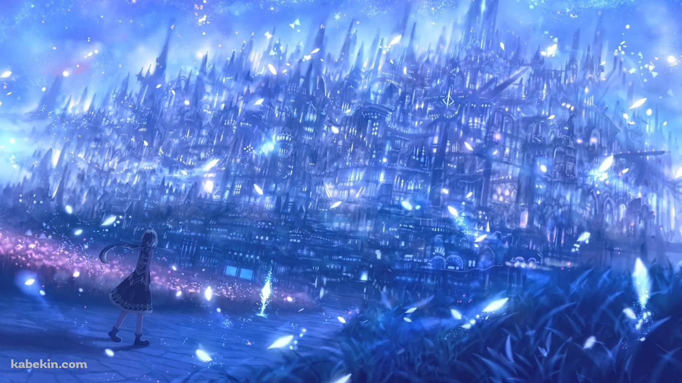 幻想 青の壁紙(1366px x 768px) 高画質 PC・デスクトップ用